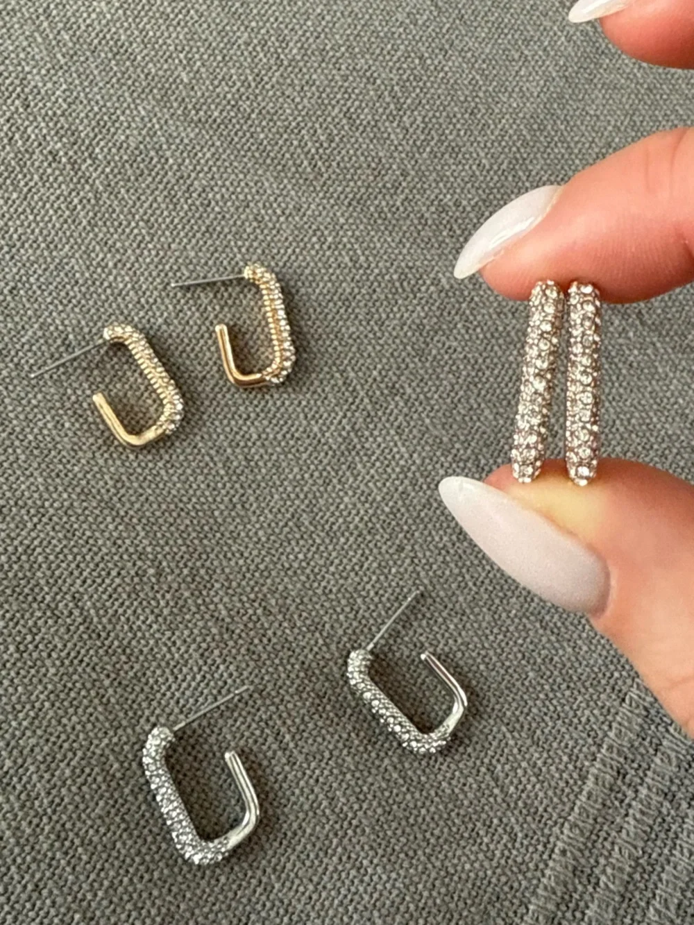 Sparkling rhinestones hoop earrings in Silver and Gold and rose gold